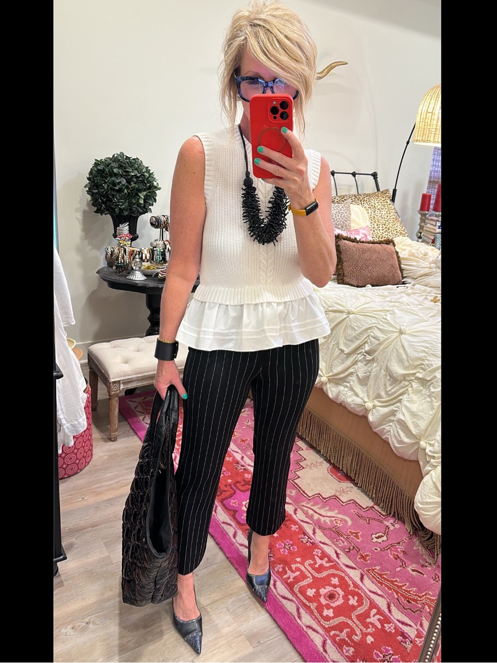 Lysse Black Pinstripe Ankle Pants